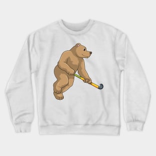 Bear at Hockey with Hockey bat Crewneck Sweatshirt